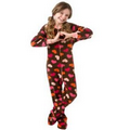 Kids Polyester Micro Polar Fleece Footed Pajamas (Brown/White Hearts)